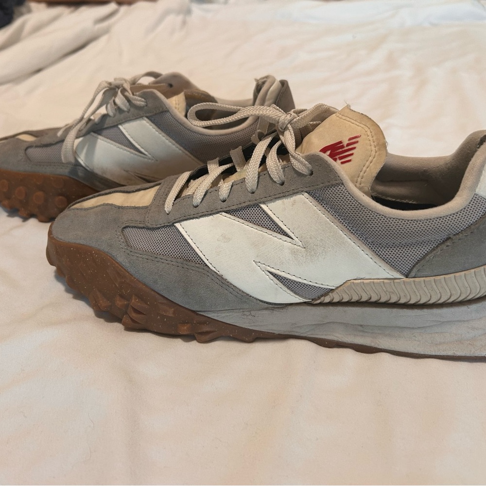 New Balance Men's Gray and Cream Sneakers